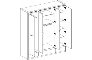 Четырехстворчатый шкаф для одежды с зеркалом Бьёрк 4DG3S Z