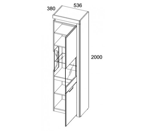 Шкаф с витриной Torino 1V1D P 