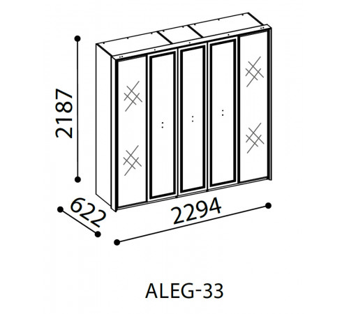 Пятистворчатый распашной шкаф для одежды и белья с зеркалом в спальню Алегро ALEG-33