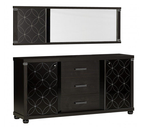 Прямоугольное настенное зеркало в гостиную Мира MIRA-10 венге