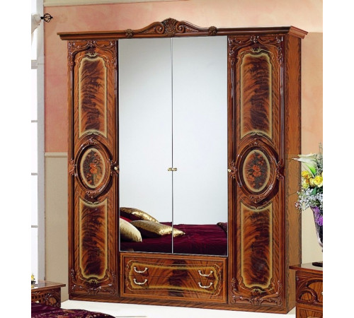 Четырехстворчатый шкаф для одежды Роза (орех)