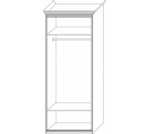 Шкаф 2-х дверный с глухой дверью и зеркальной Неаполь Ясень анкор светлый (патина "серебро")