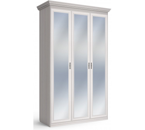 Шкаф 3-х дверный зеркальный Неаполь Ясень анкор светлый (патина "серебро")