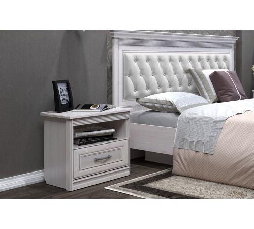 Тумба прикроватная с нишей Неаполь Ясень анкор светлый (патина "серебро")