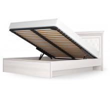 Кровать 1400/1600/1800 с подъемным механизмом Неаполь  Ясень анкор светлый (патина "серебро") экокожа polo белая