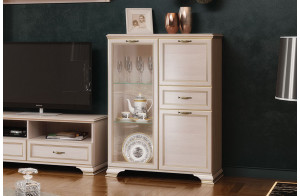 Шкаф низкий "тумба-витрина" Сиена (Бодега Белый)