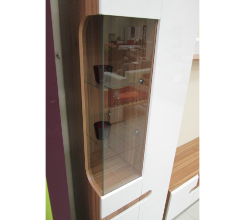 Двухстворчатый шкаф витрина для посуды в гостиную Леонардо МН-026-01 белый правый