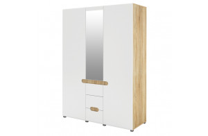 Трехстворчатый шкаф для одежды и белья с зеркалом в спальню Леонардо МН-026-08
