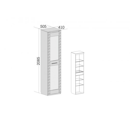 Одностворчатая витрина с ящиком Элана 