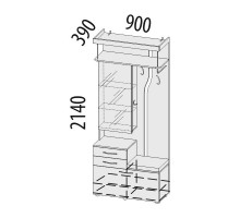 Вешалка с зеркалом Мэри 39.08 комбинированная