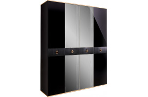 Четырехстворчатый шкаф для одежды с зеркалом Rimini Solo РМШ1/4 (s) (черный)