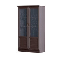 Шкаф витрина комбинированный для гостиной Лира 44 темный